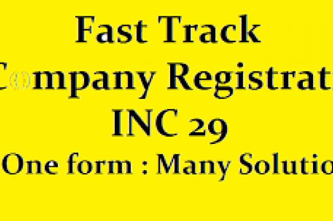 Fast Track Company Registration - Form INC 29